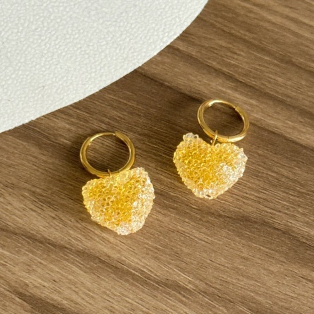 Gold Heart Earrings Q624 - Picture 4 of 6